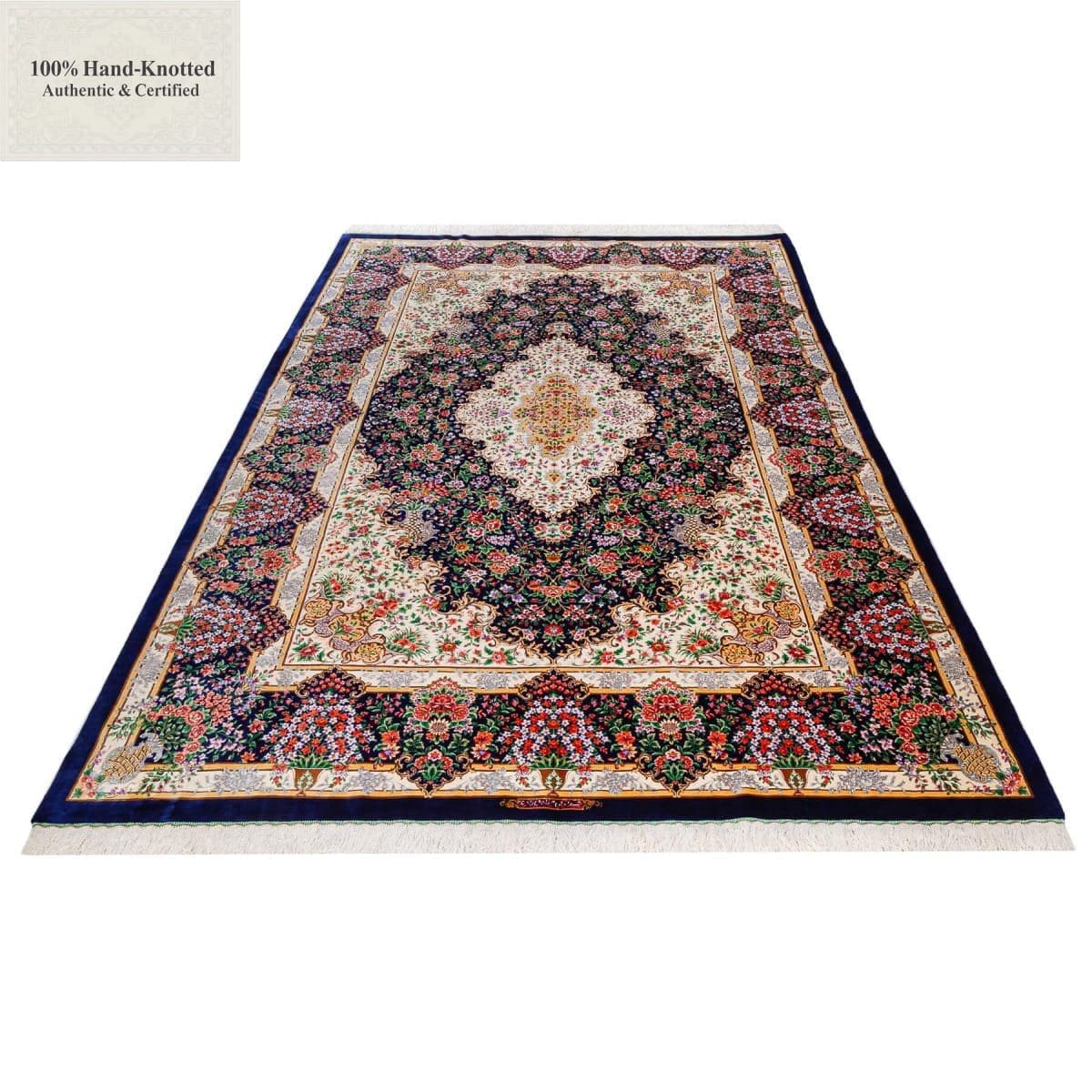 Handgeknüpfter Ghom Perserteppich, 300 × 200 cm, Seide