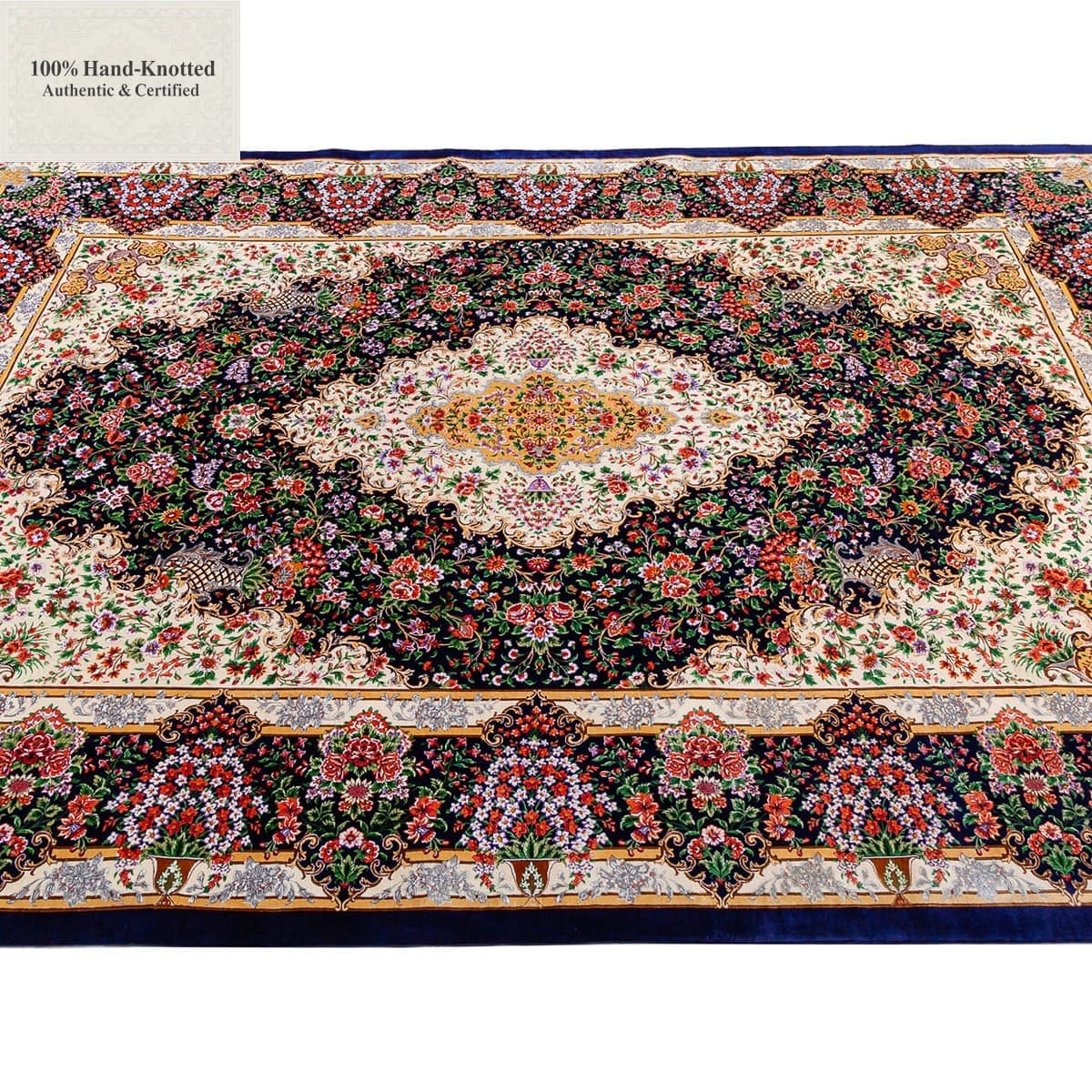 Handgeknüpfter Ghom Perserteppich, 300 × 200 cm, Seide