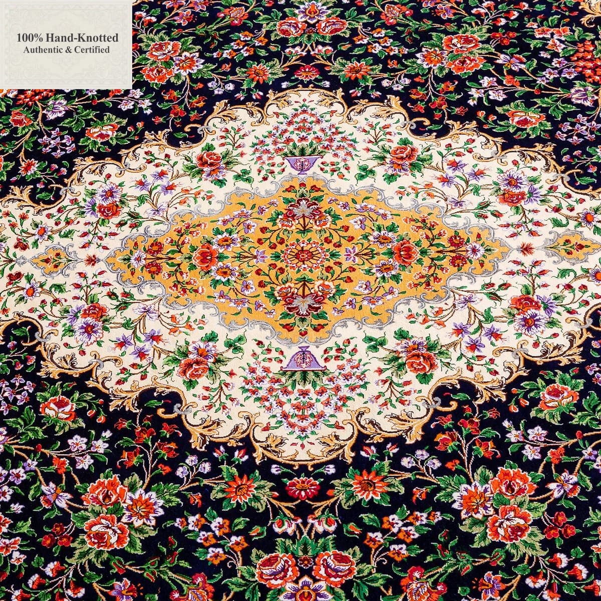 Handgeknüpfter Ghom Perserteppich, 300 × 200 cm, Seide