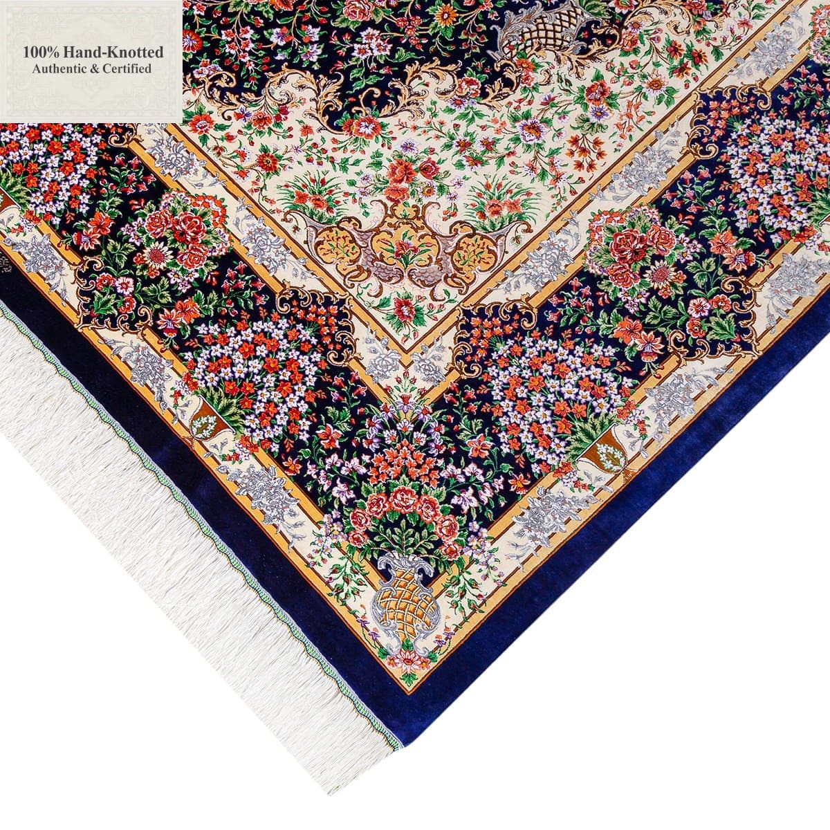 Handgeknüpfter Ghom Perserteppich, 300 × 200 cm, Seide