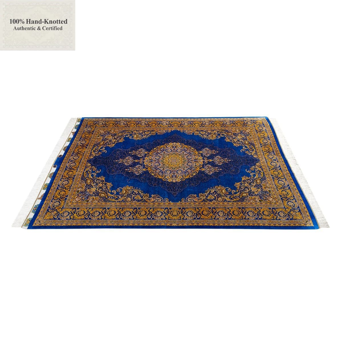Ghom Perserteppich 140 × 200 cm aus Seide, handgeknüpft