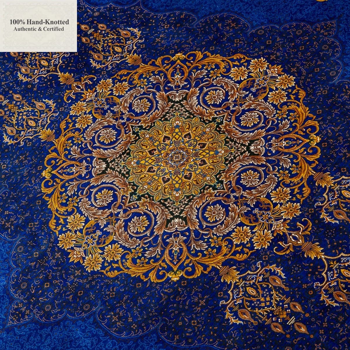 Ghom Perserteppich 140 × 200 cm aus Seide, handgeknüpft