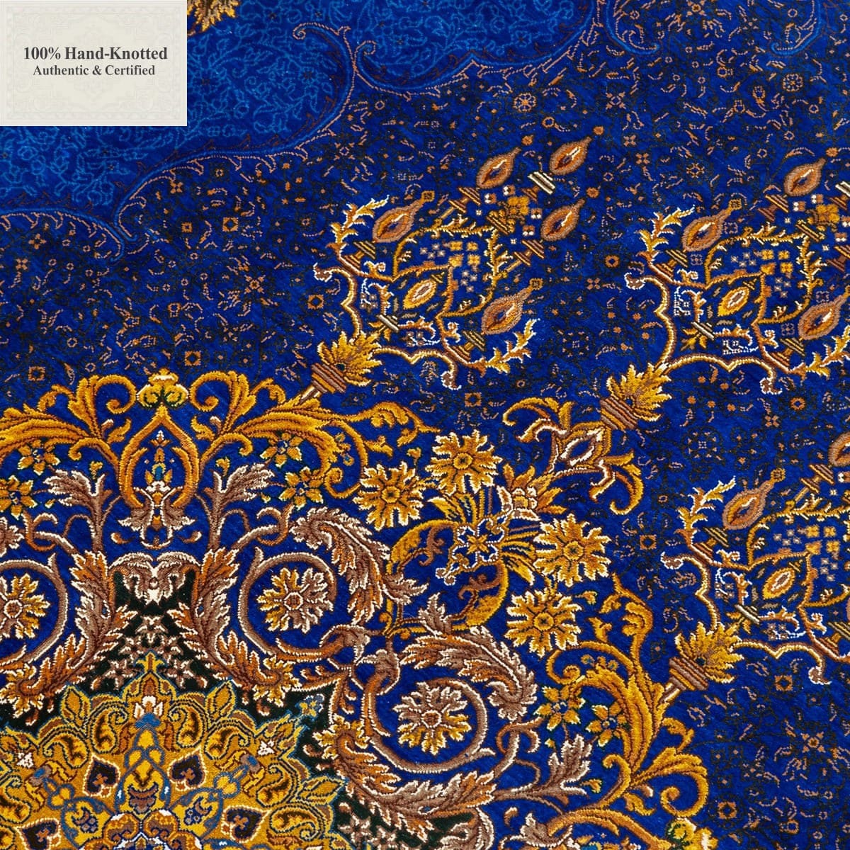 Ghom Perserteppich 140 × 200 cm aus Seide, handgeknüpft