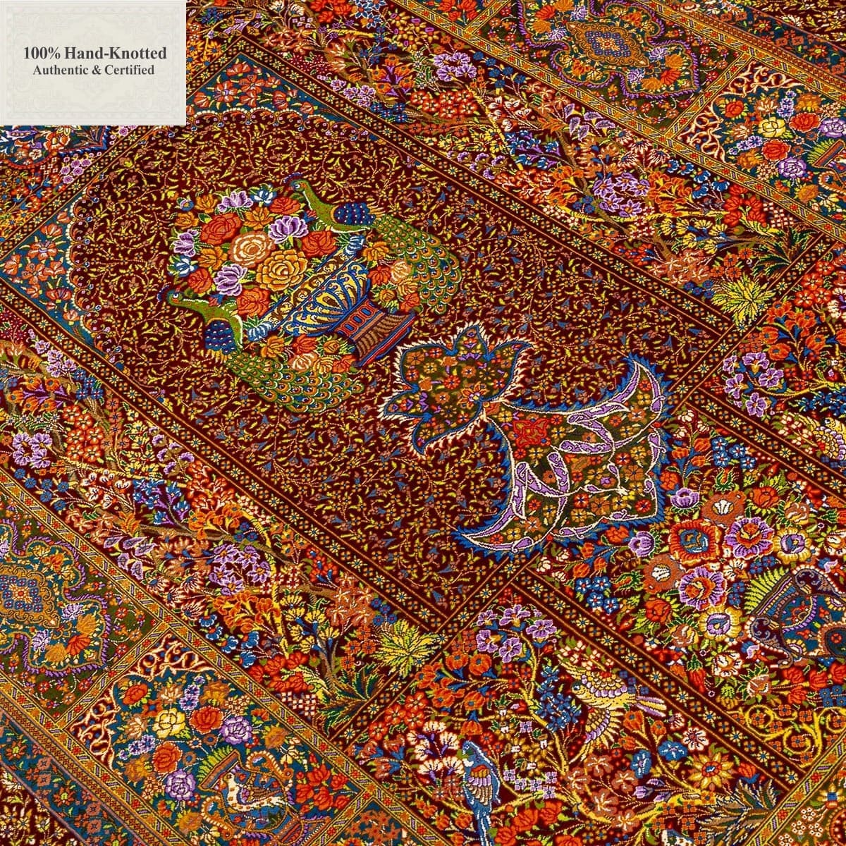 Handgeknüpfter Ghom Perserteppich, 135 × 200 cm, Seide
