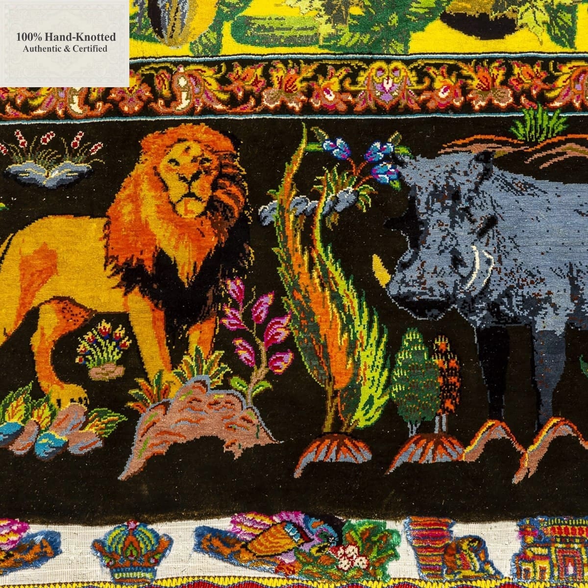 Ghom Perserteppich 135 × 200 cm aus Seide, handgeknüpft