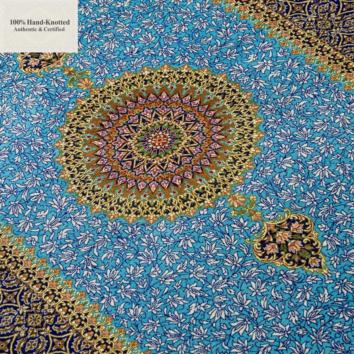 Handgeknüpfter Ghom Perserteppich, 150 × 200 cm, Seide