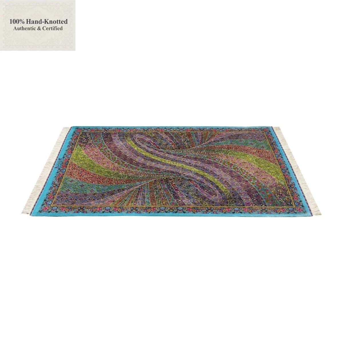 Ghom Perserteppich 170 × 100 cm aus Seide, handgeknüpft