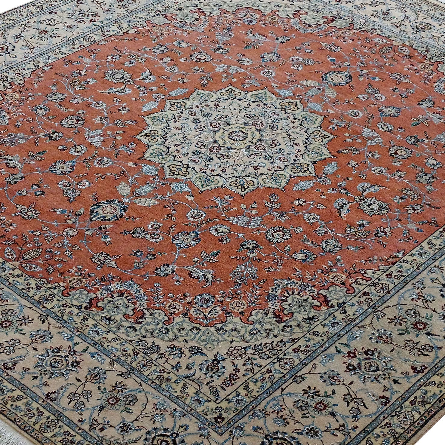 perserteppich-nain-200-x-230-cm-wolle-seide-handgeknupft-neu-2 Handgeknüpfter Nain Perserteppich 230 × 200 cm