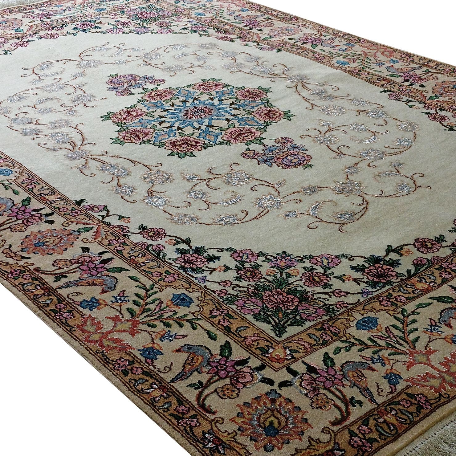 Handgeknüpfter Nain Perserteppich, 250 × 160 cm, Wolle & Seide