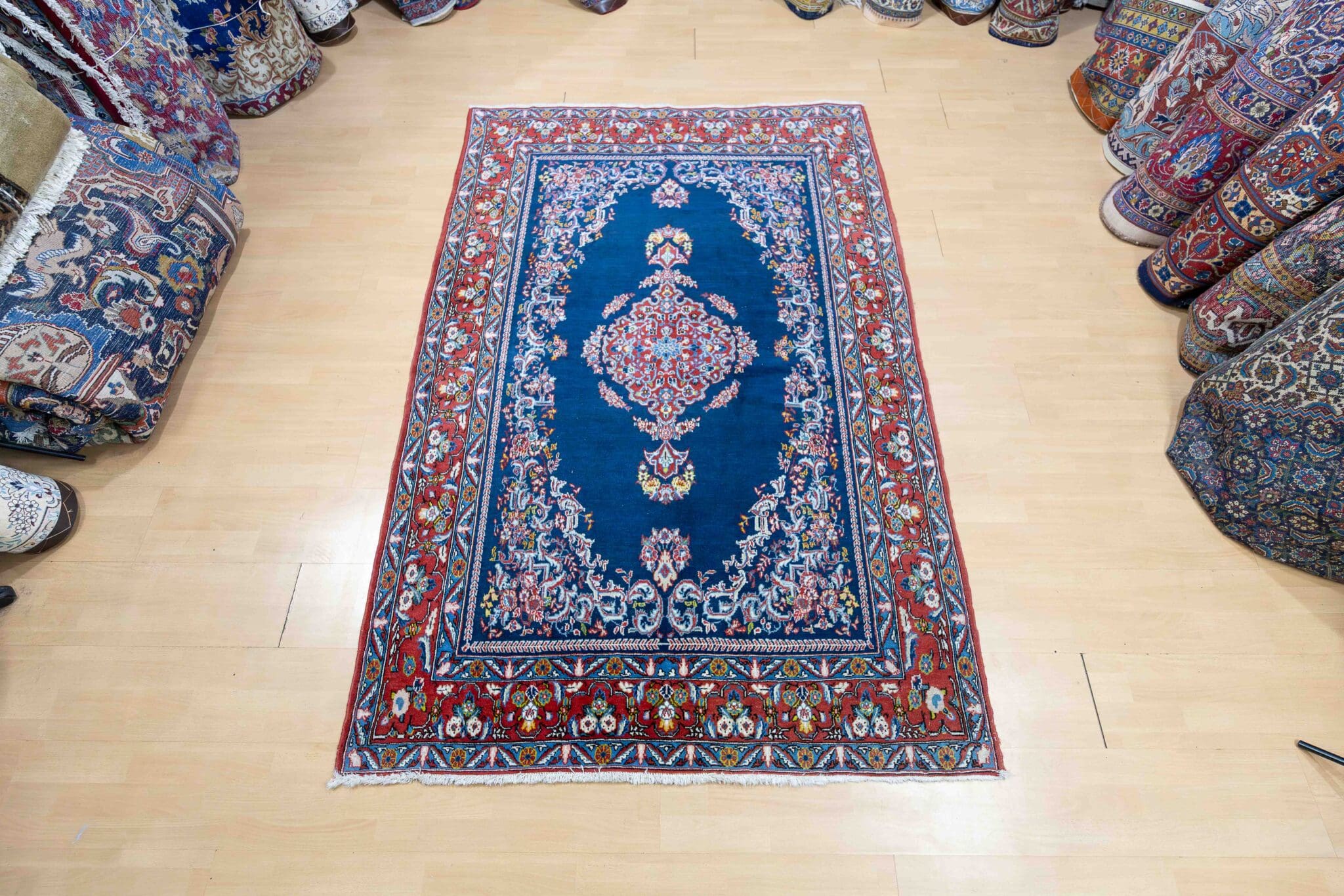 Handgeknüpfter Kerman Perserteppich, 215 × 145 cm, Wolle