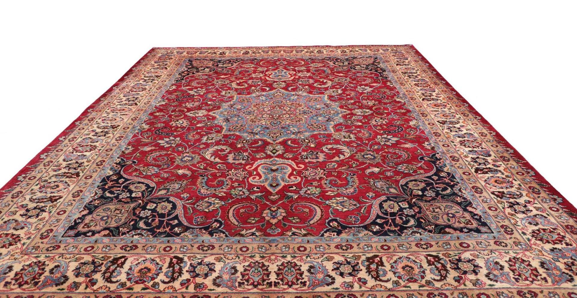 Handgeknüpfter Mashhad Perserteppich, 301 × 393 cm, Wolle