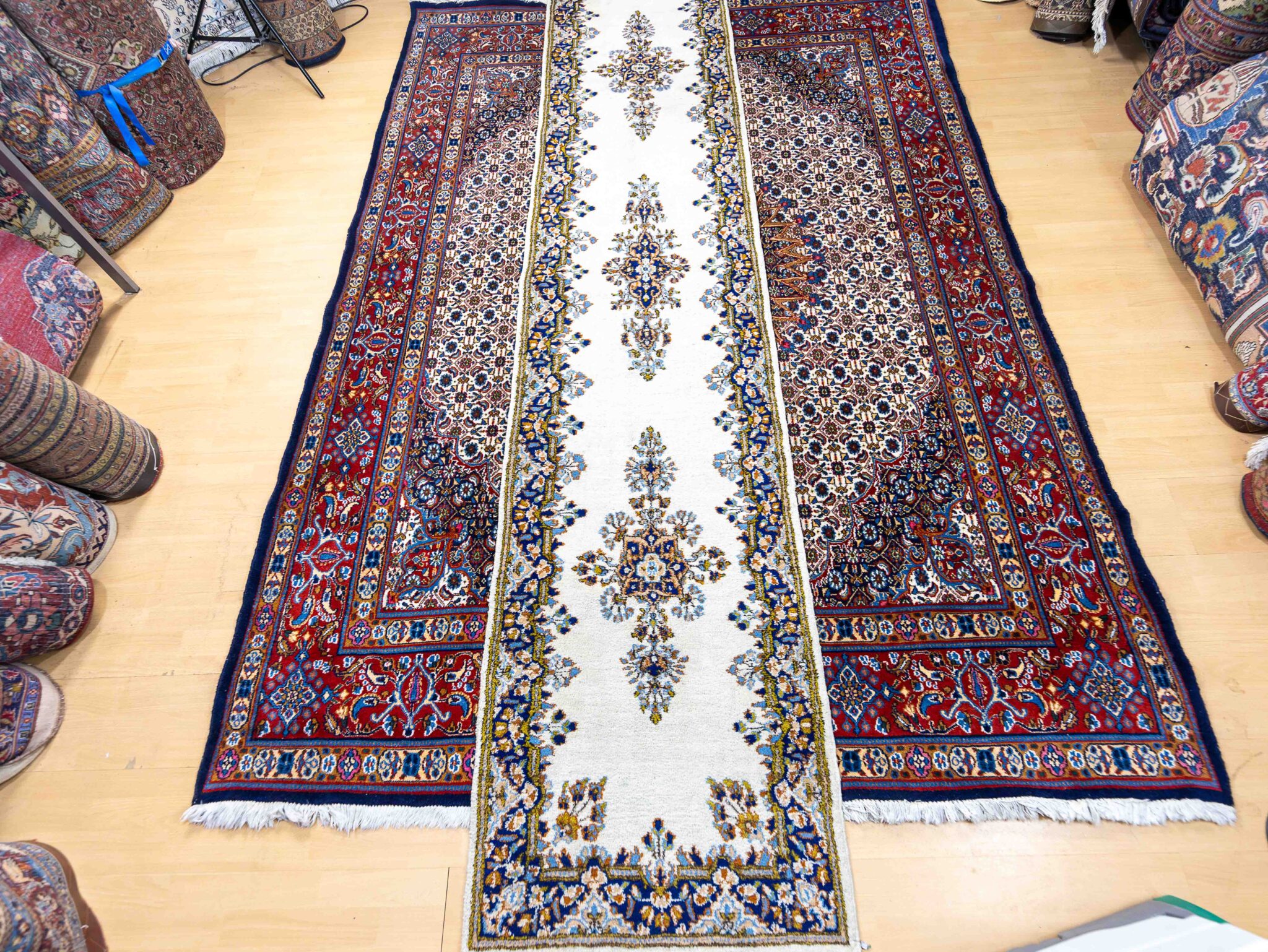 Handgeknüpfter Kerman Perserteppich, 340 × 72 cm, Wolle