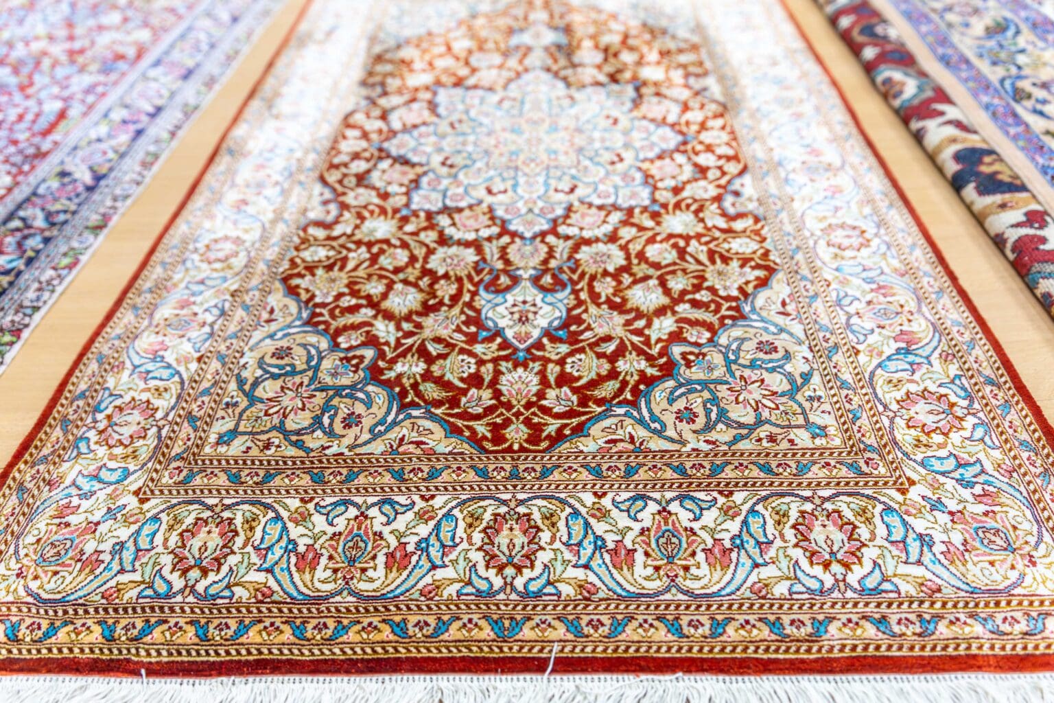 Perserteppich Qom 118.5 x 75.5 cm Seide handgeknüpft