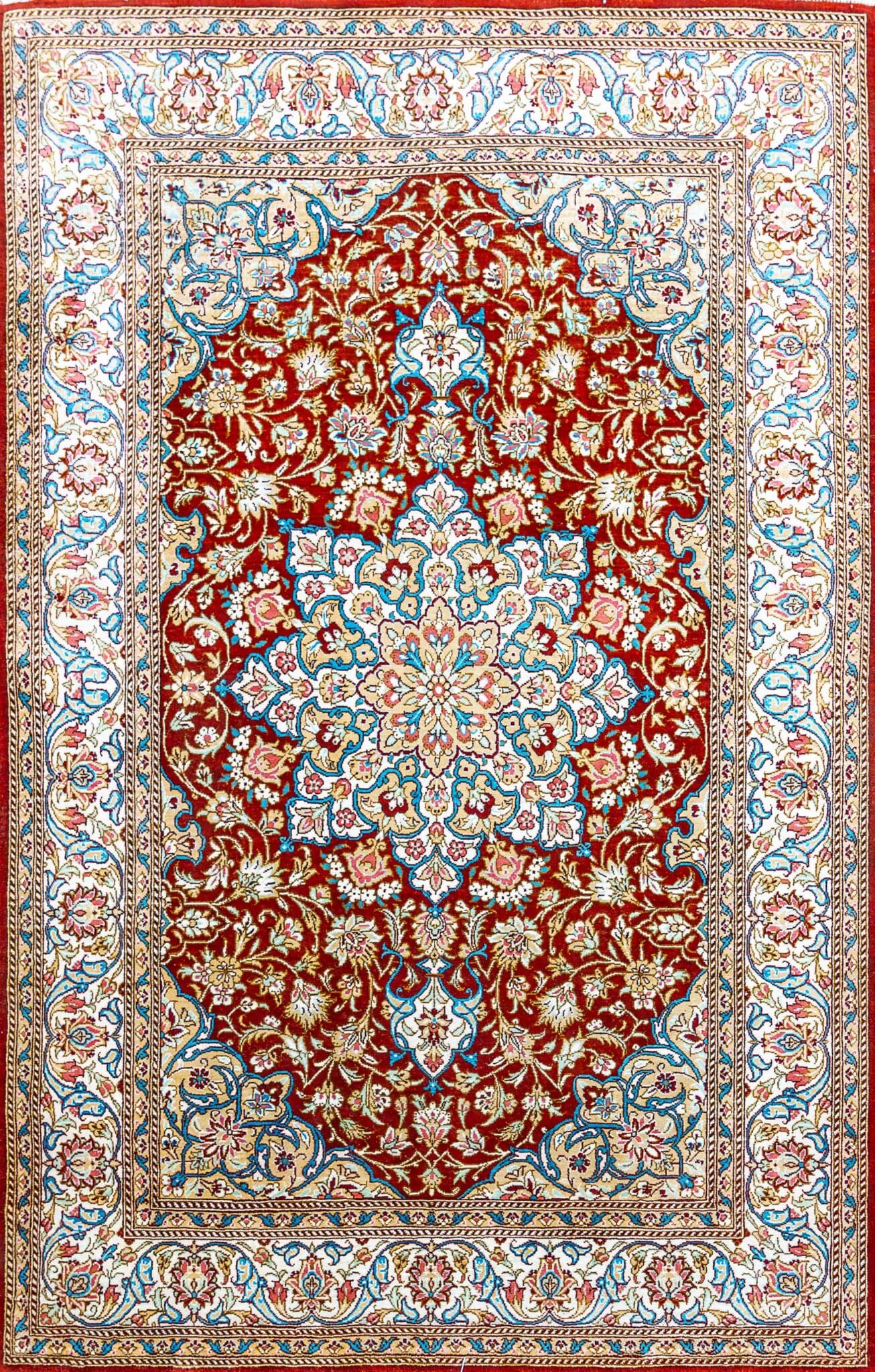 Perserteppich Qom 118.5 x 75.5 cm Seide handgeknüpft