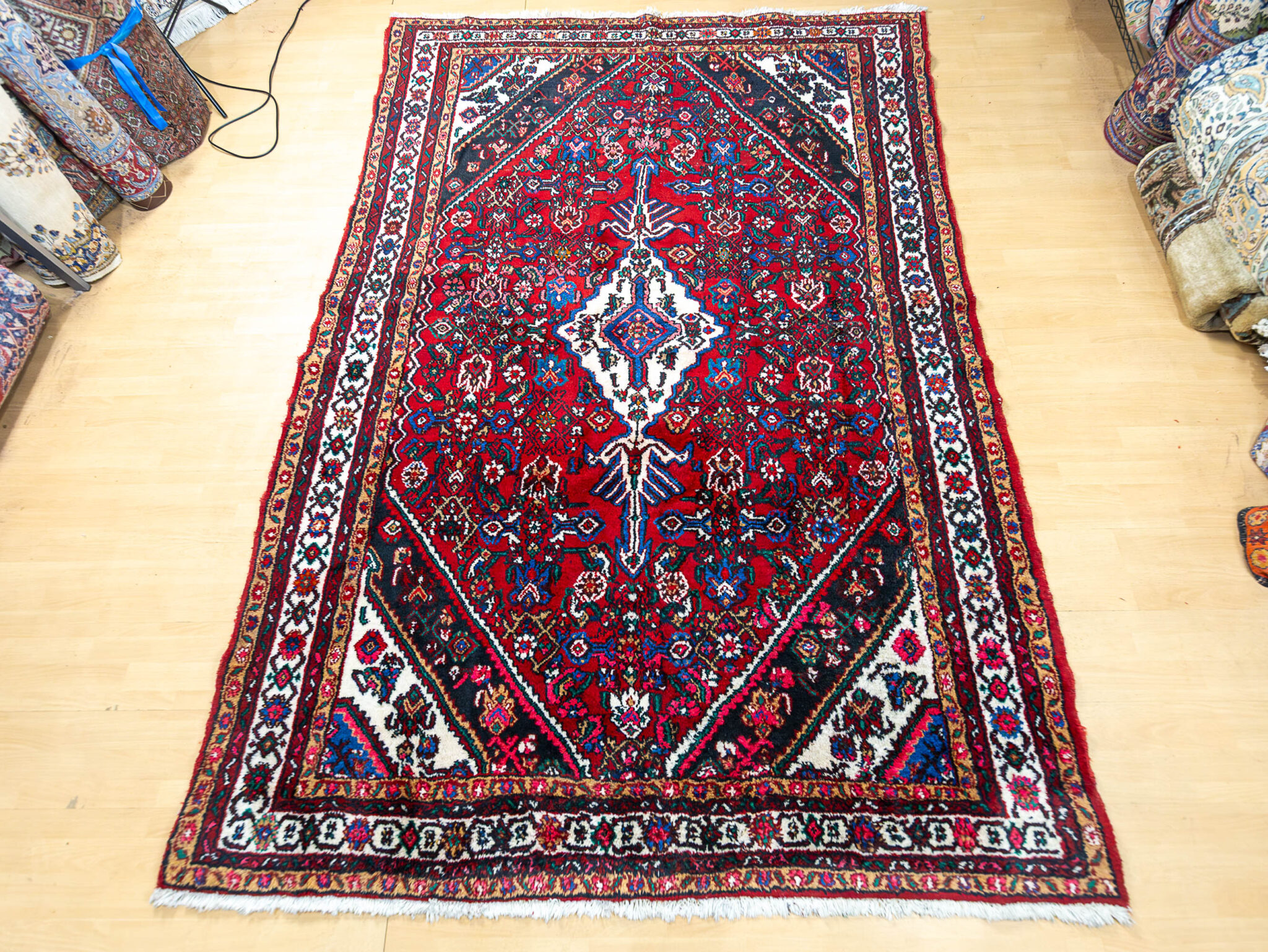 Handgeknüpfter Hamadan Perserteppich, 277 × 190 cm, Wolle