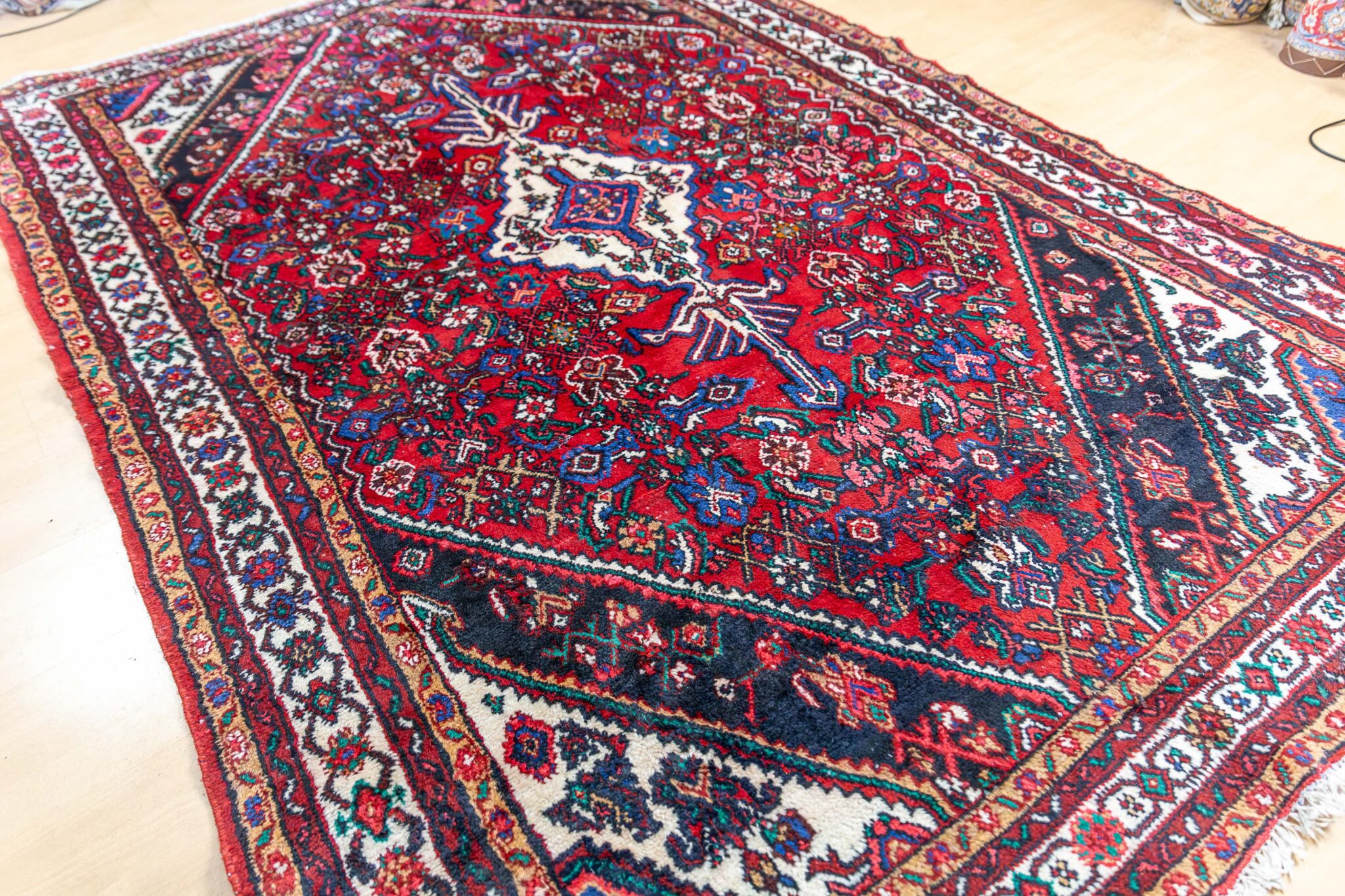 Handgeknüpfter Hamadan Perserteppich, 277 × 190 cm, Wolle