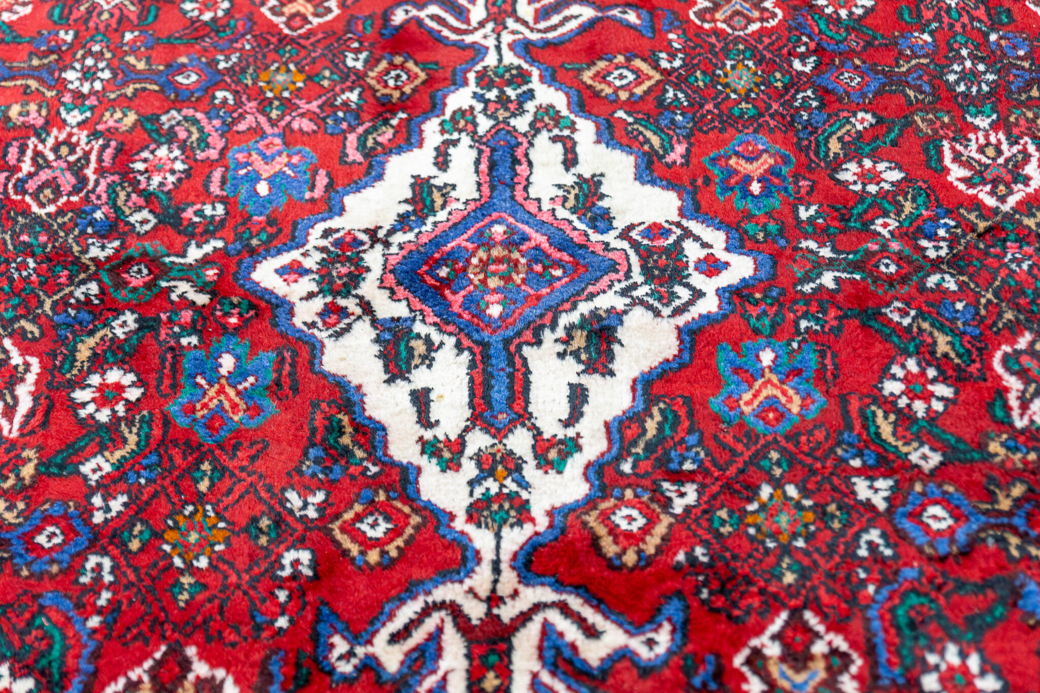 Handgeknüpfter Hamadan Perserteppich, 277 × 190 cm, Wolle