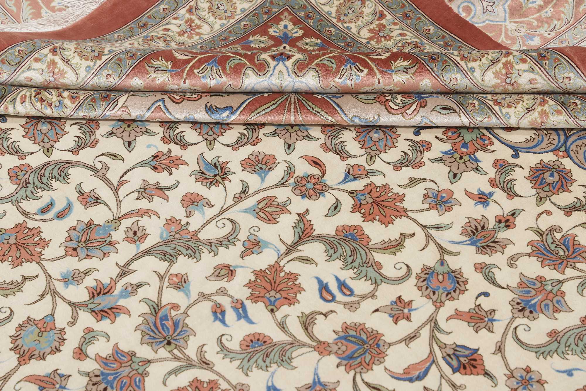 Ghom Perserteppich 395 × 619 cm aus Seide, handgeknüpft