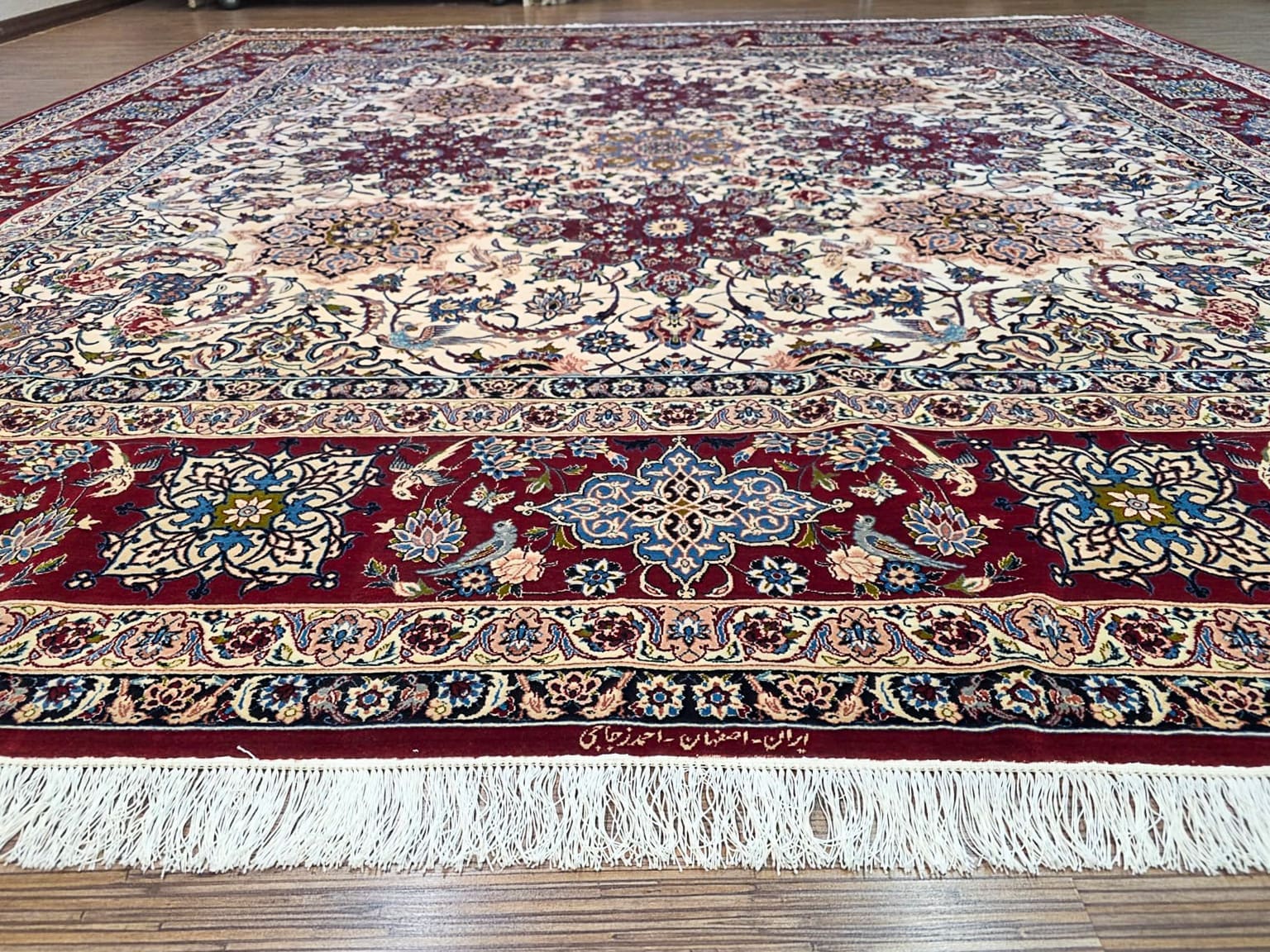 Isfahan Perserteppich aus Iran, 300 × 300 cm