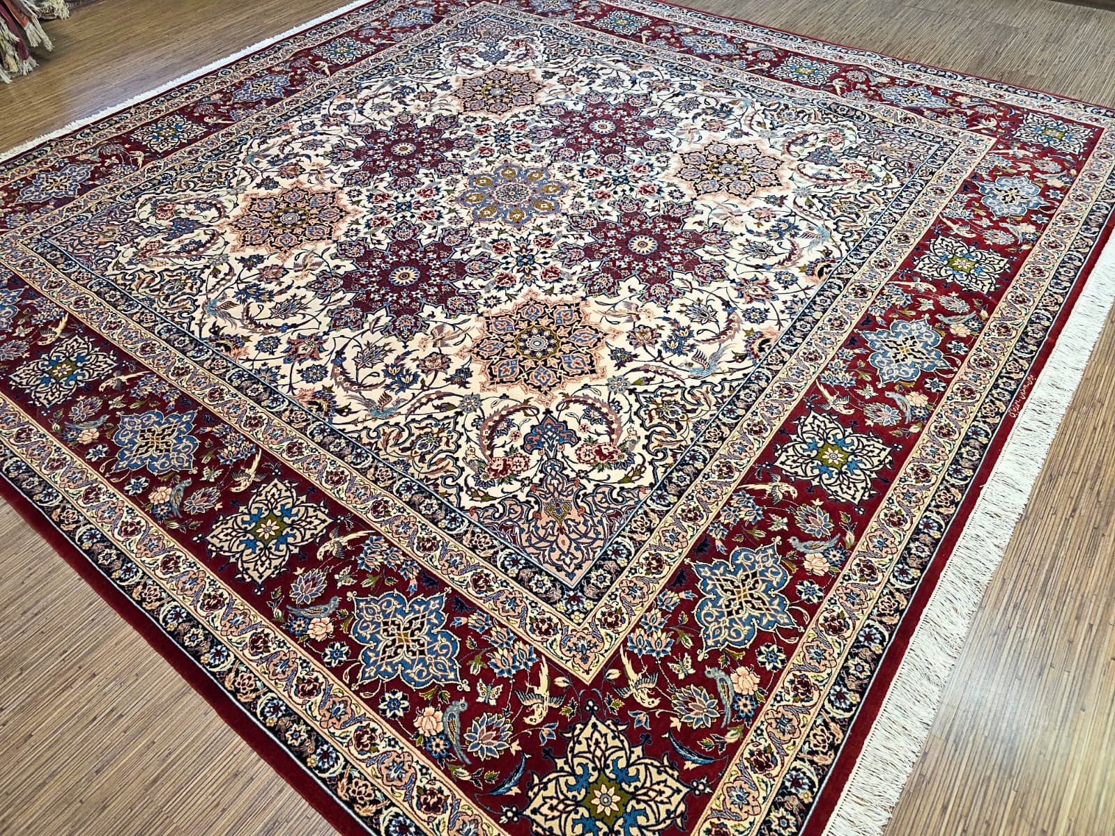 Isfahan Perserteppich aus Iran, 300 × 300 cm