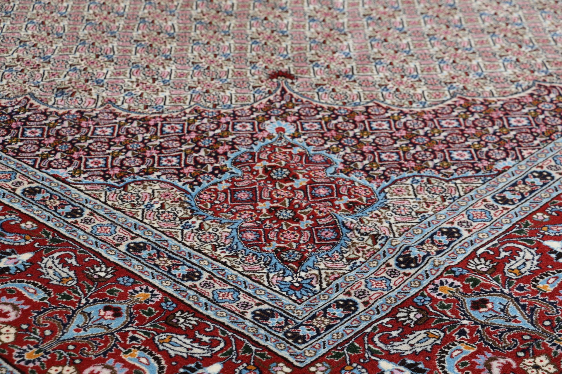 Handgeknüpfter Moud Perserteppich, 298 × 380 cm, Wolle & Seide