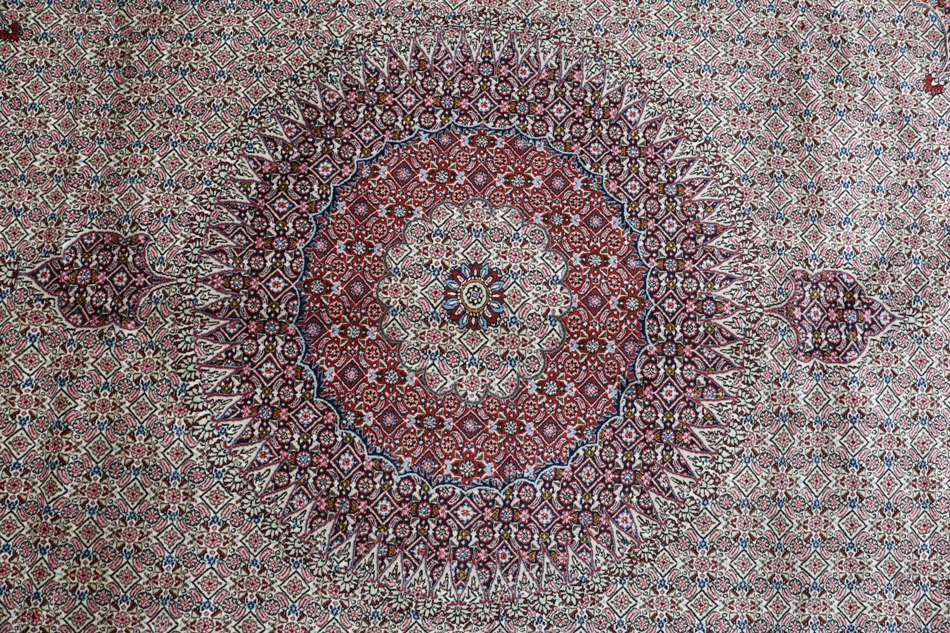 Handgeknüpfter Moud Perserteppich, 298 × 380 cm, Wolle & Seide