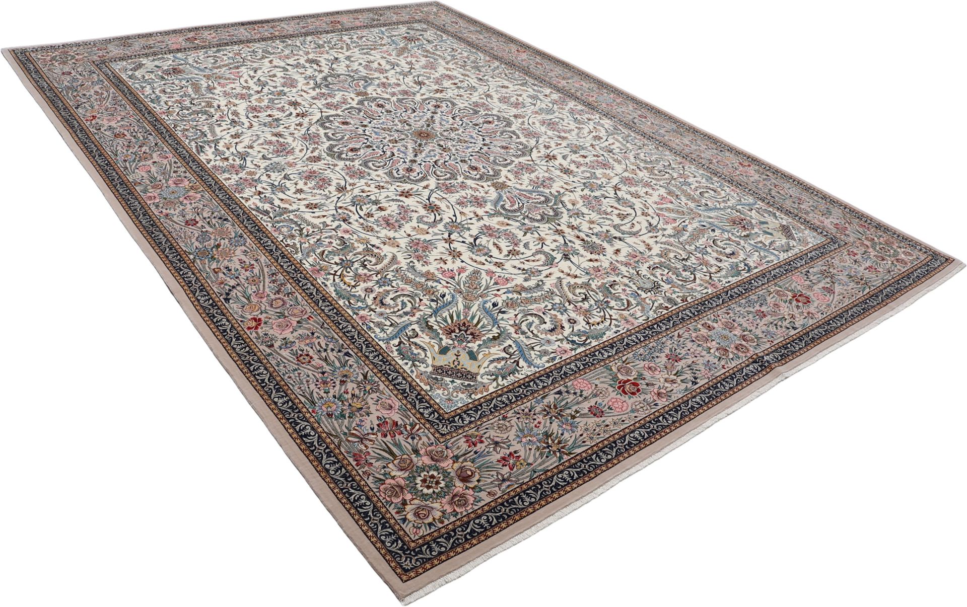Handgeknüpfter Isfahan Perserteppich, 300 × 410 cm, Wolle & Seide