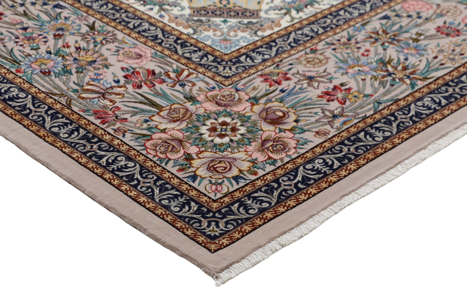 Handgeknüpfter Isfahan Perserteppich, 300 × 410 cm, Wolle & Seide