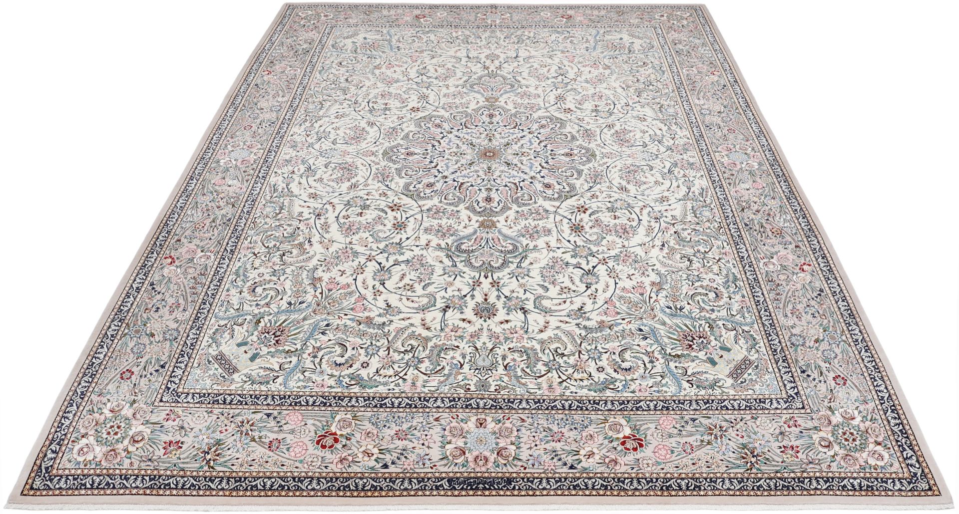 Handgeknüpfter Isfahan Perserteppich, 300 × 410 cm, Wolle & Seide