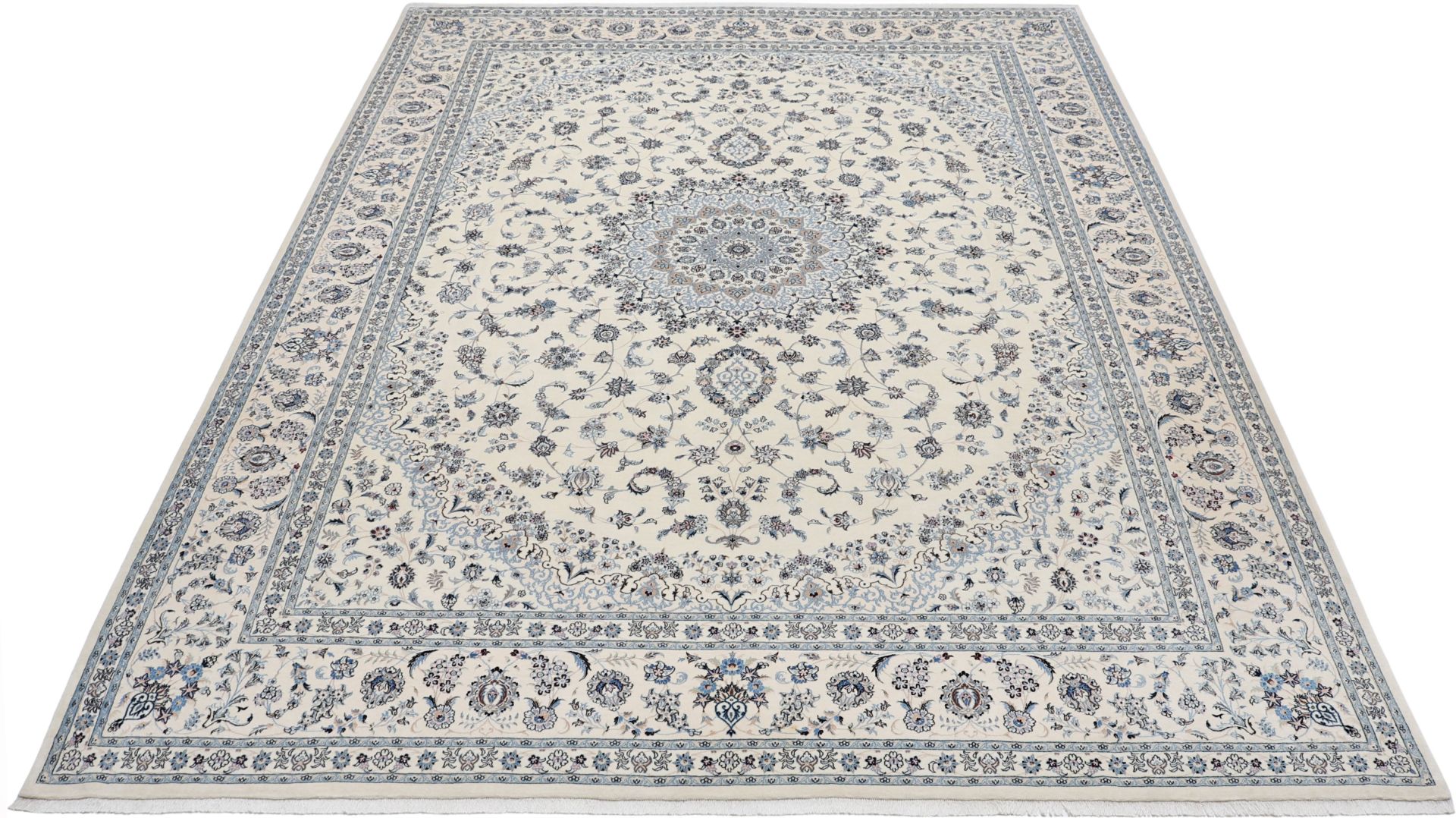 Handgeknüpfter Nain Perserteppich, 298 × 390 cm, Wolle & Seide