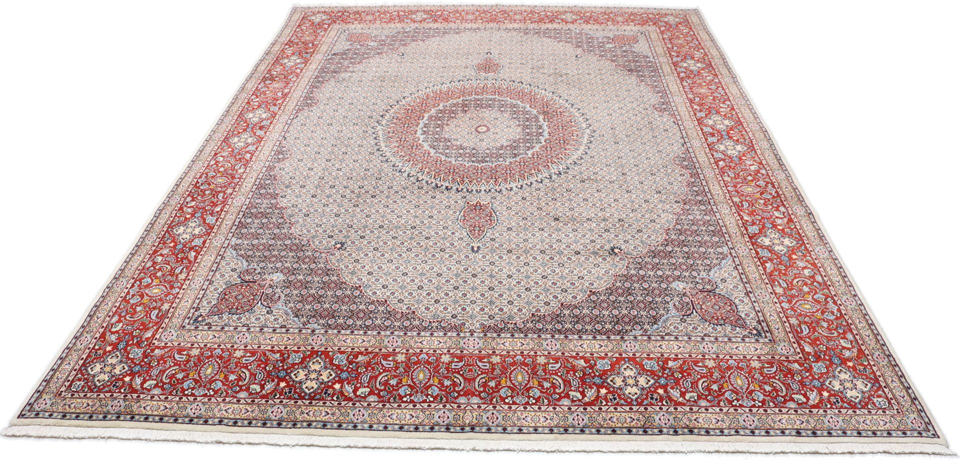 perserteppich-moud-292-x-400-cm-schurwolle-handgeknupft-floral-1 Handgeknüpfter Moud Perserteppich, 292 × 400 cm, Wolle