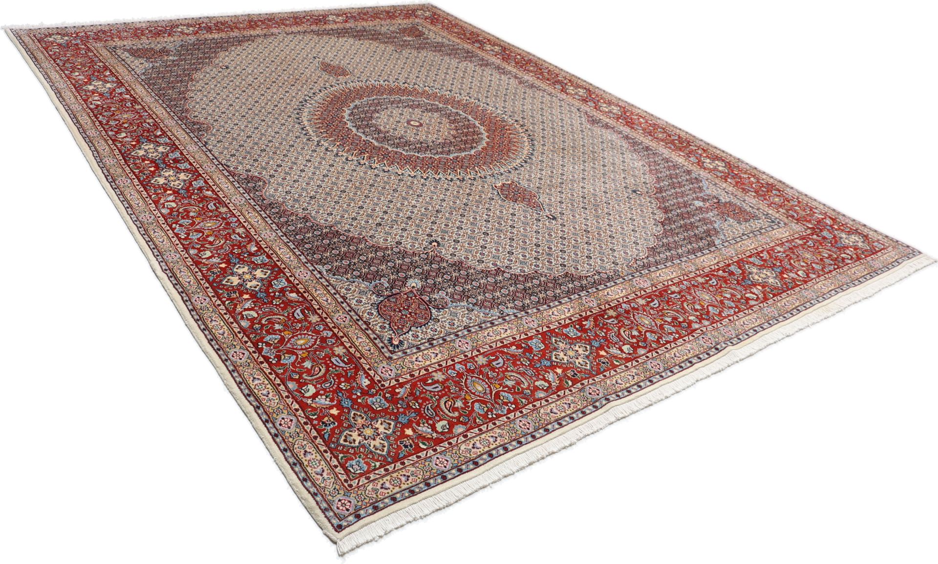 perserteppich-moud-292-x-400-cm-schurwolle-handgeknupft-floral-3 Handgeknüpfter Moud Perserteppich, 292 × 400 cm, Wolle