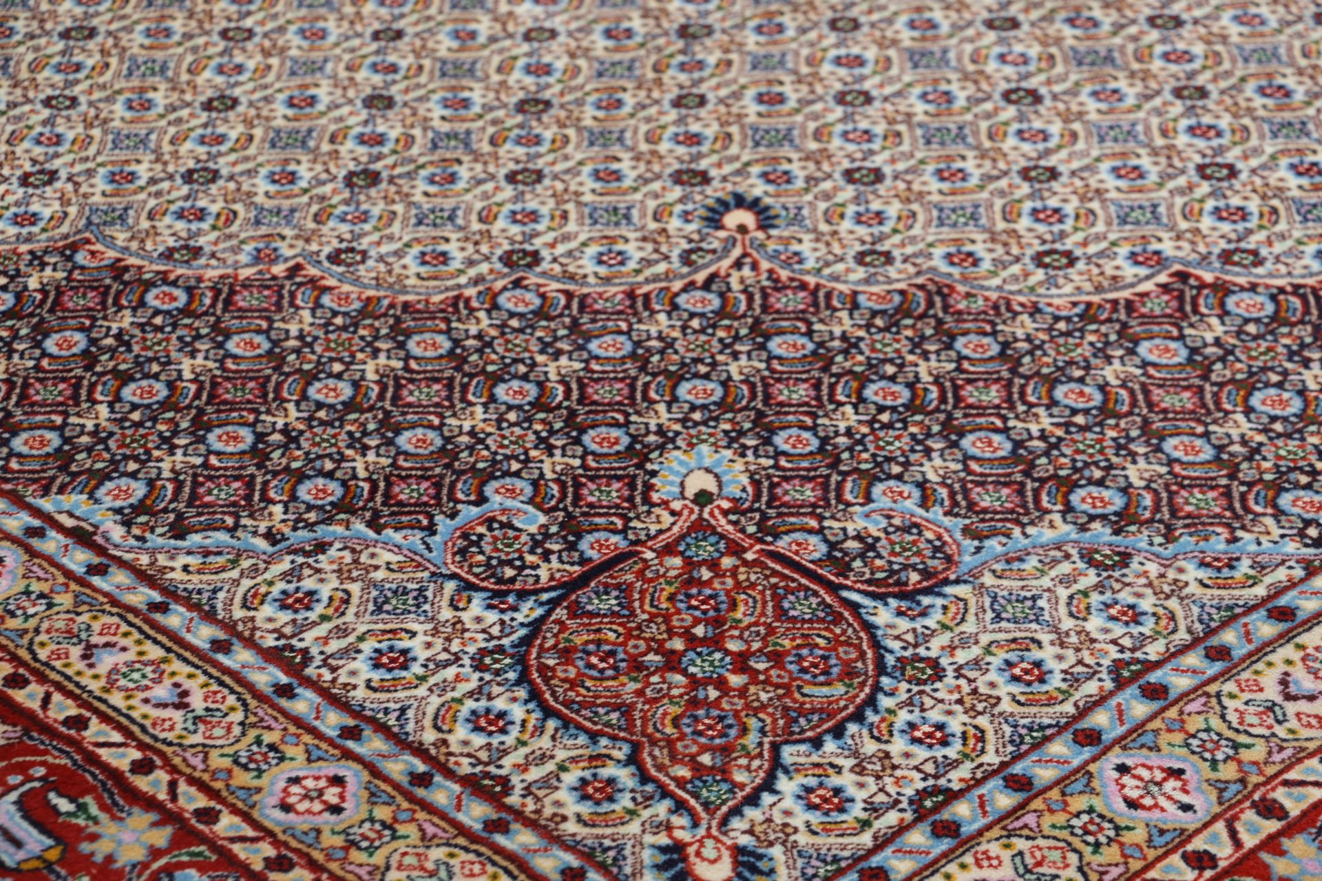 perserteppich-moud-292-x-400-cm-schurwolle-handgeknupft-floral-4 Handgeknüpfter Moud Perserteppich, 292 × 400 cm, Wolle
