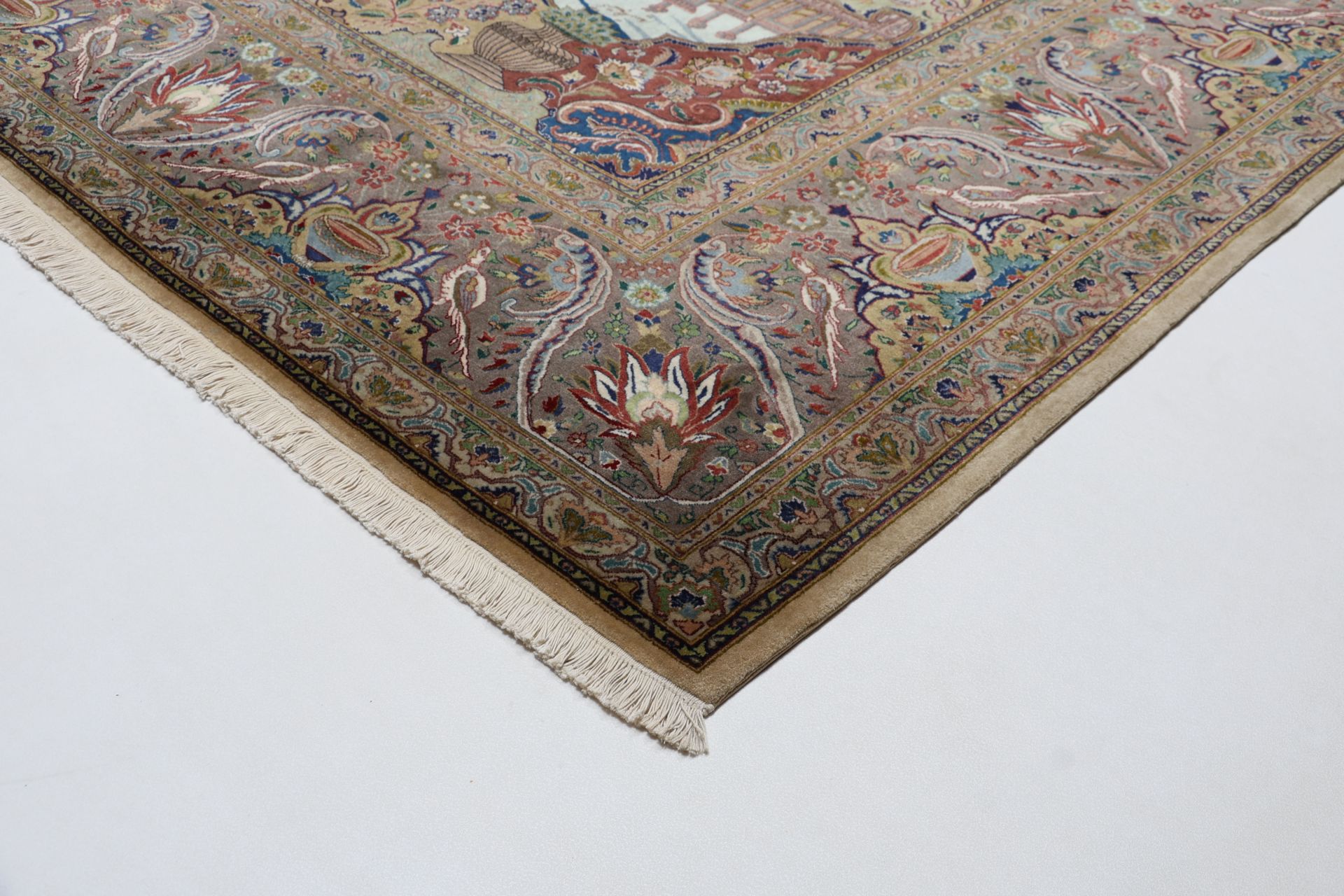 perserteppich-tabriz-310-x-402-cm-schurwolle-handgeknupft-70-jahre-alt-4 Täbriz Perserteppich 310 × 402 cm aus Wolle, handgeknüpft