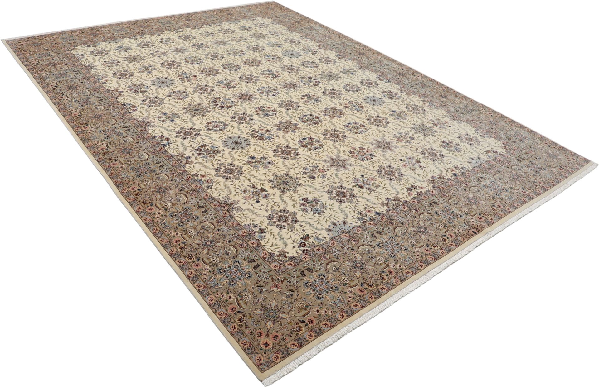 Handgeknüpfter Isfahan Perserteppich, 289 × 386 cm, Wolle & Seide