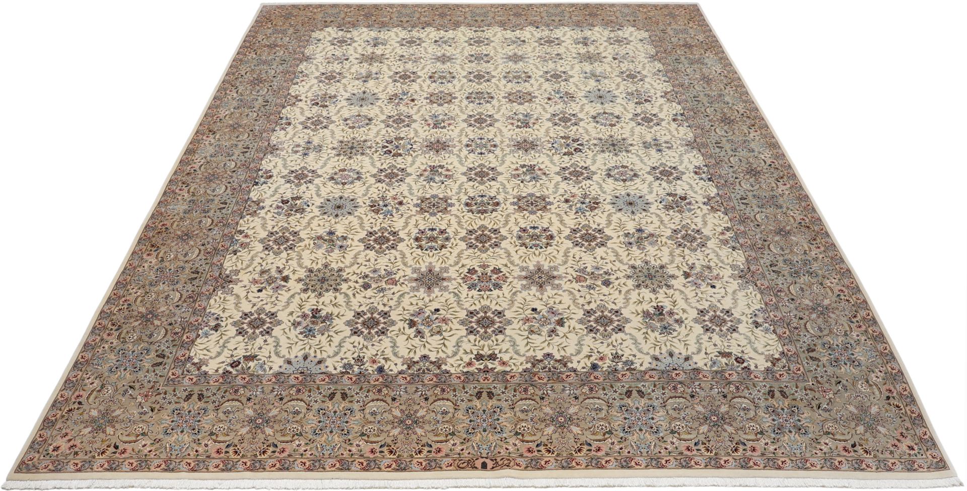 Handgeknüpfter Isfahan Perserteppich, 289 × 386 cm, Wolle & Seide