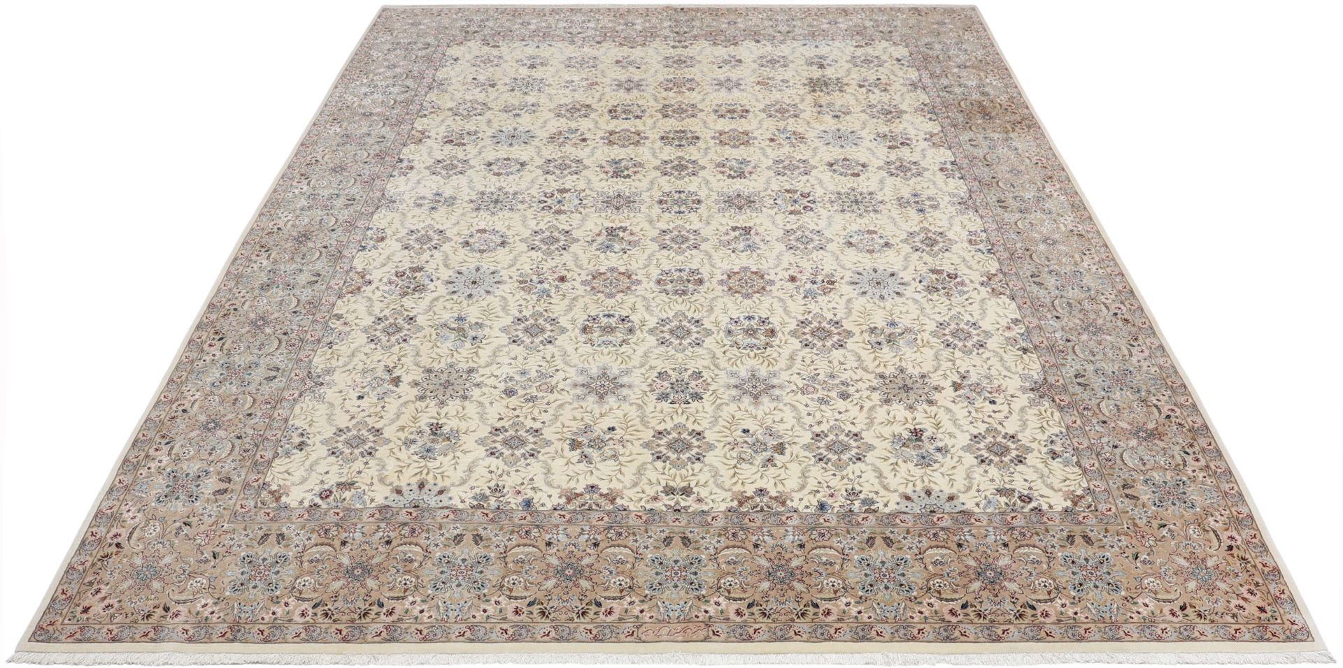 Handgeknüpfter Isfahan Perserteppich, 289 × 386 cm, Wolle & Seide