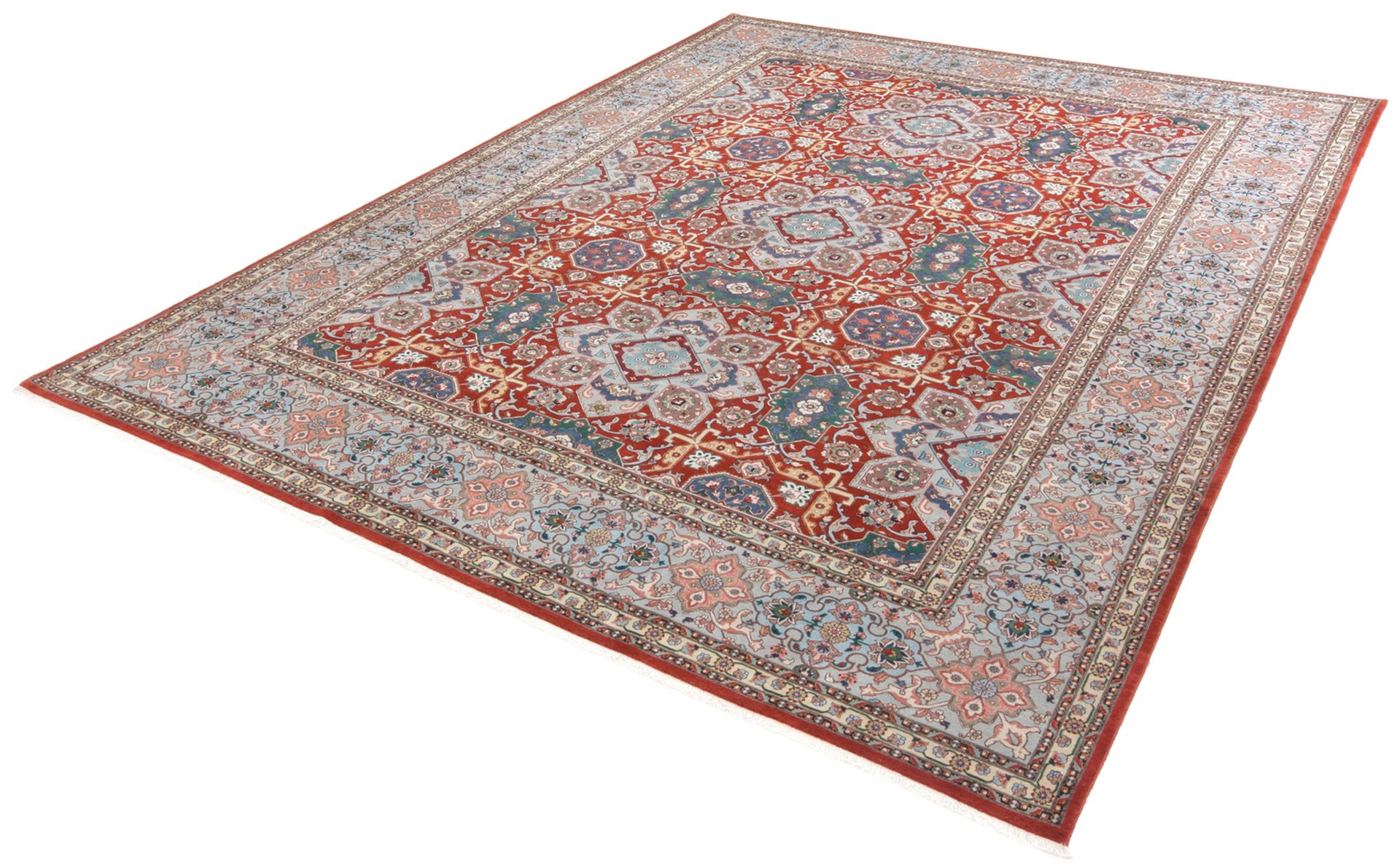 Täbriz Perserteppich 302 × 393 cm aus Wolle & Seide, handgeknüpft