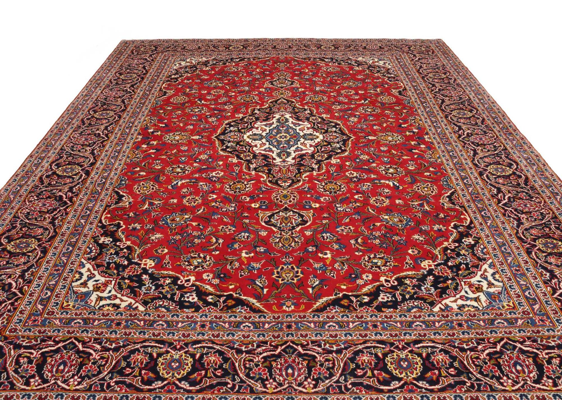 Handgeknüpfter Kashan Perserteppich, 306 × 379 cm, Wolle