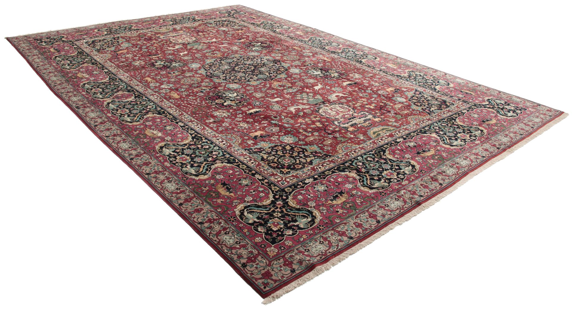 Handgeknüpfter Täbriz Perserteppich, 357 × 515 cm, Wolle & Seide