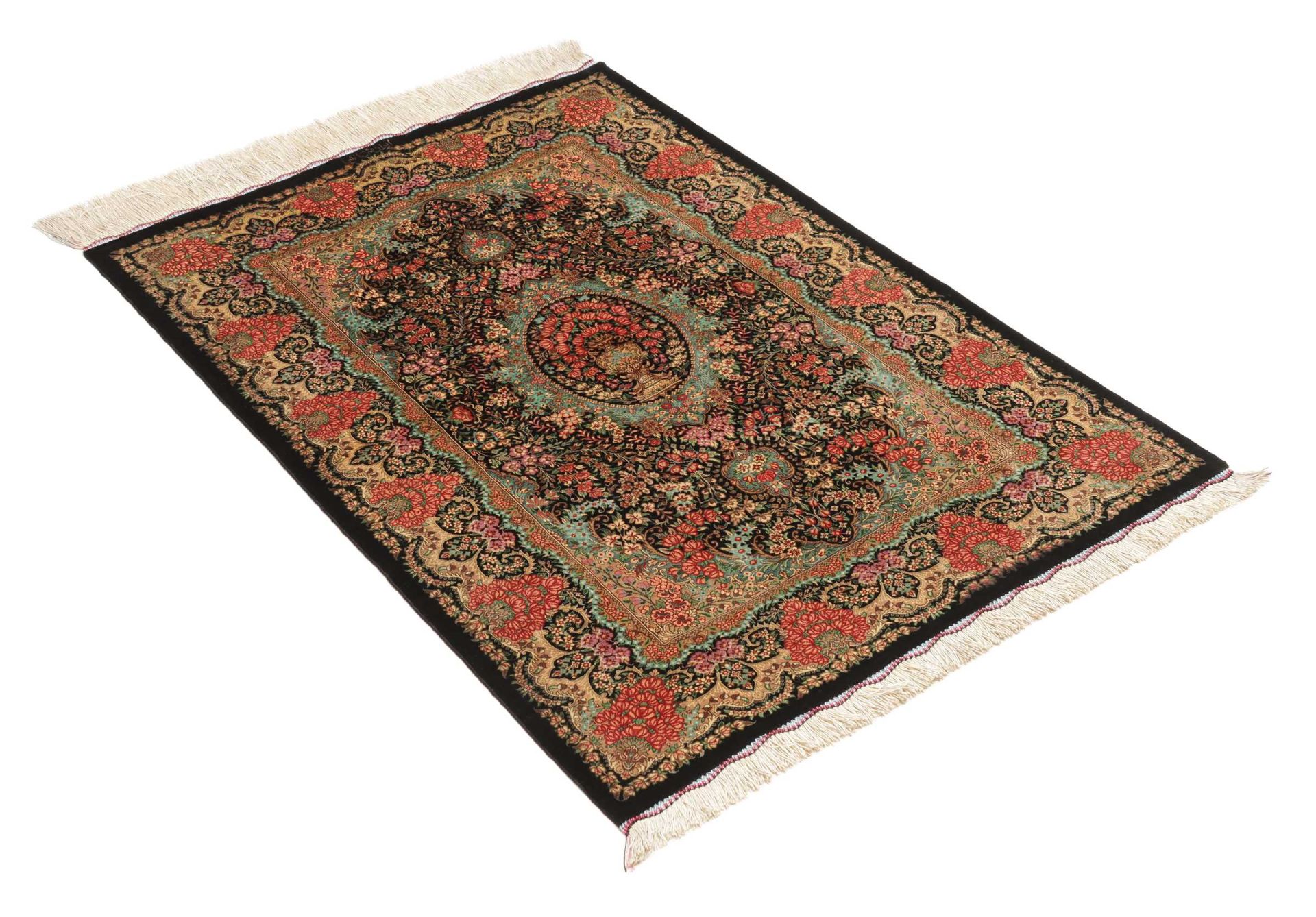 perserteppich-ghom-81-x-119-cm-seide-handgeknupft-edel-2 Ghom Perserteppich 81 × 119 cm aus Seide, handgeknüpft