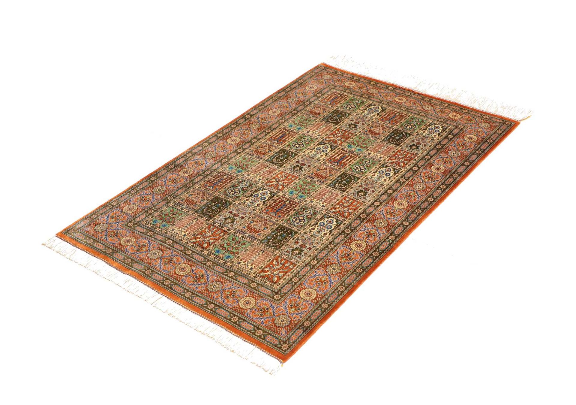 Handgeknüpfter Ghom Perserteppich, 78 × 121 cm, Seide