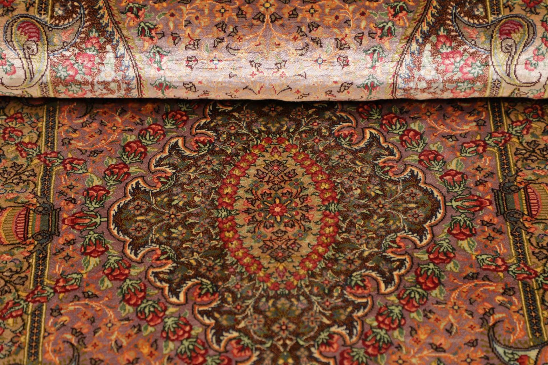 Ghom Perserteppich 51 × 147 cm aus Seide, handgeknüpft