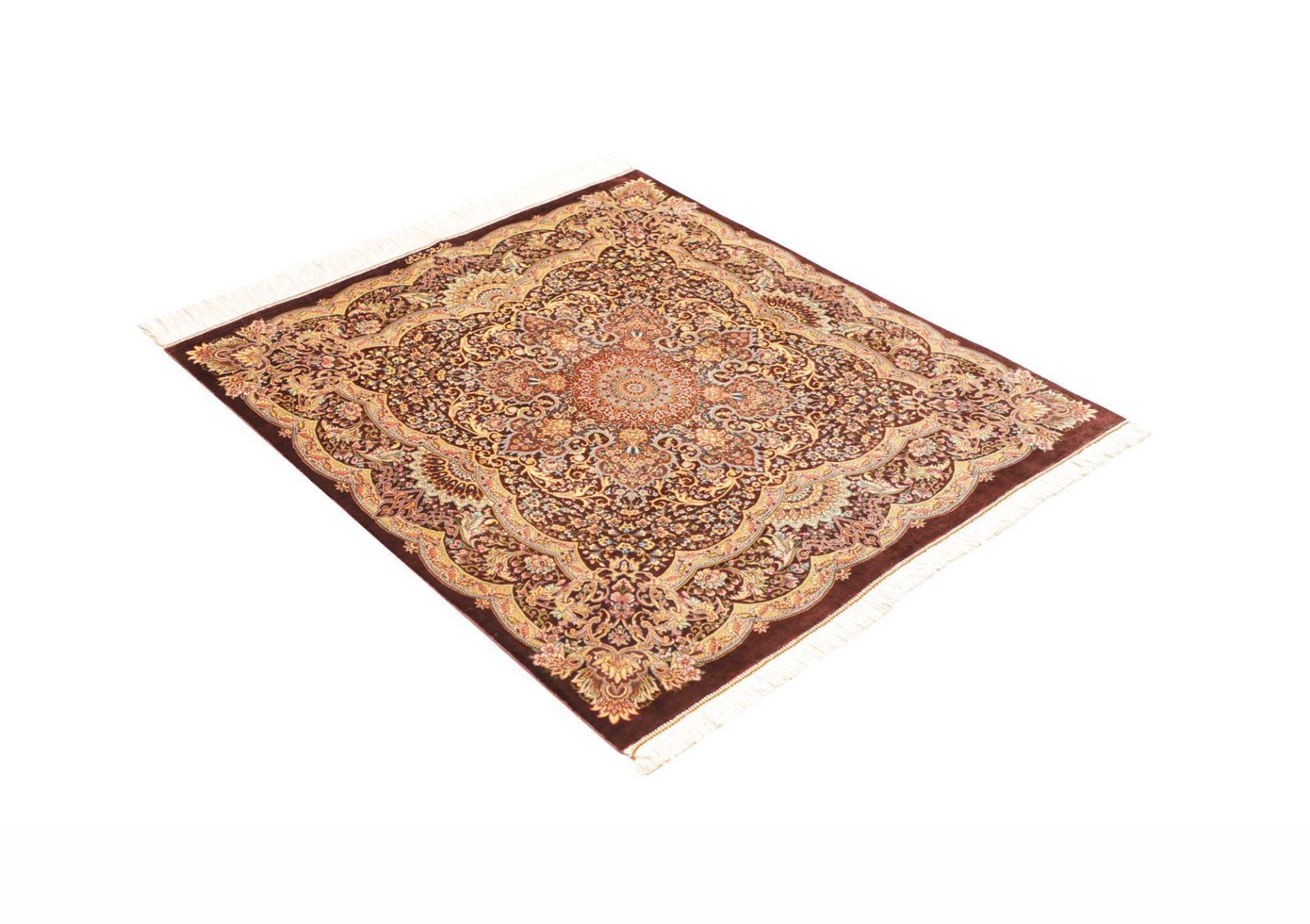perserteppich-ghom-97-x-107-cm-seide-handgeknupft-edel-2 Ghom Perserteppich 97 × 107 cm aus Seide, handgeknüpft