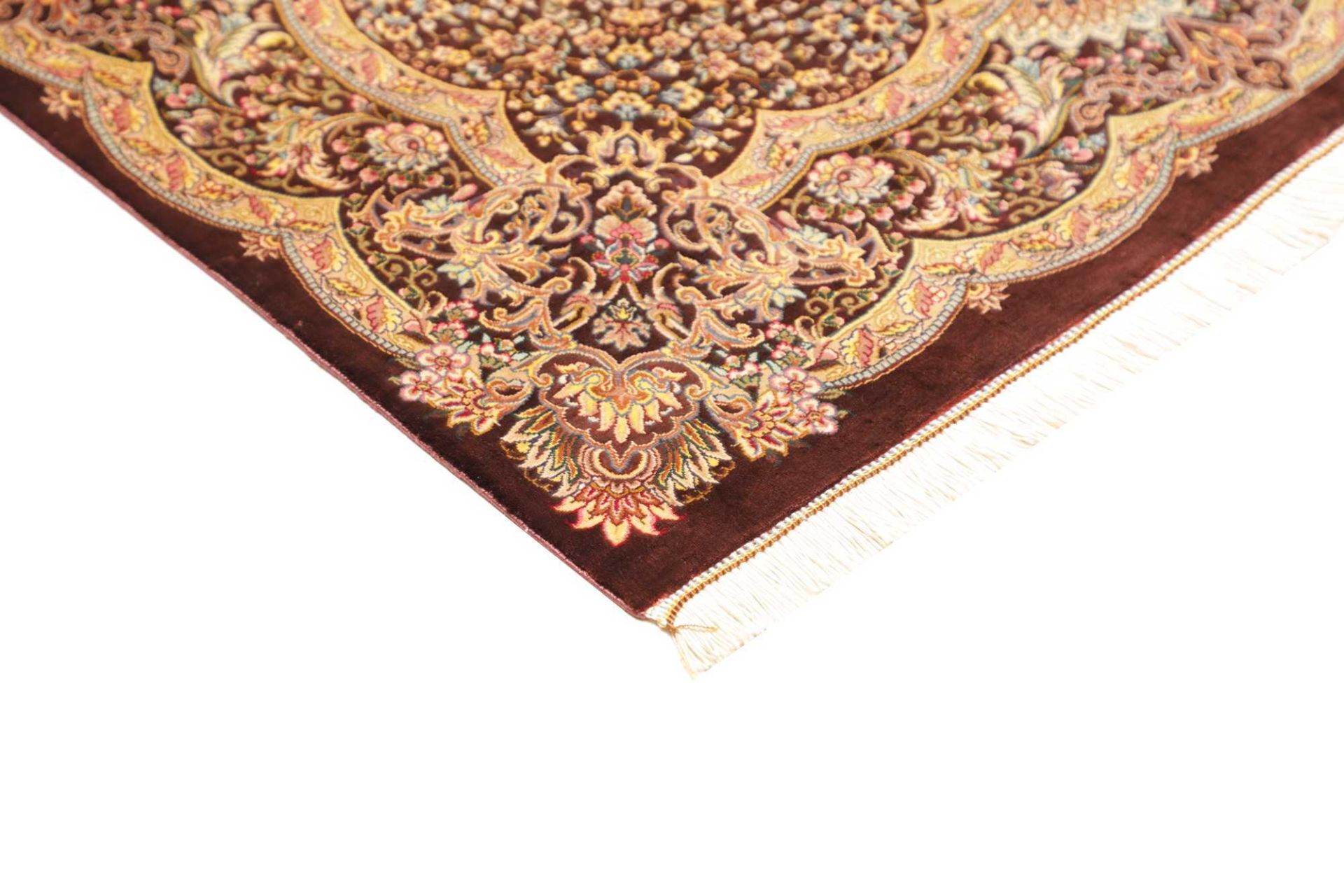 perserteppich-ghom-97-x-107-cm-seide-handgeknupft-edel-4 Ghom Perserteppich 97 × 107 cm aus Seide, handgeknüpft