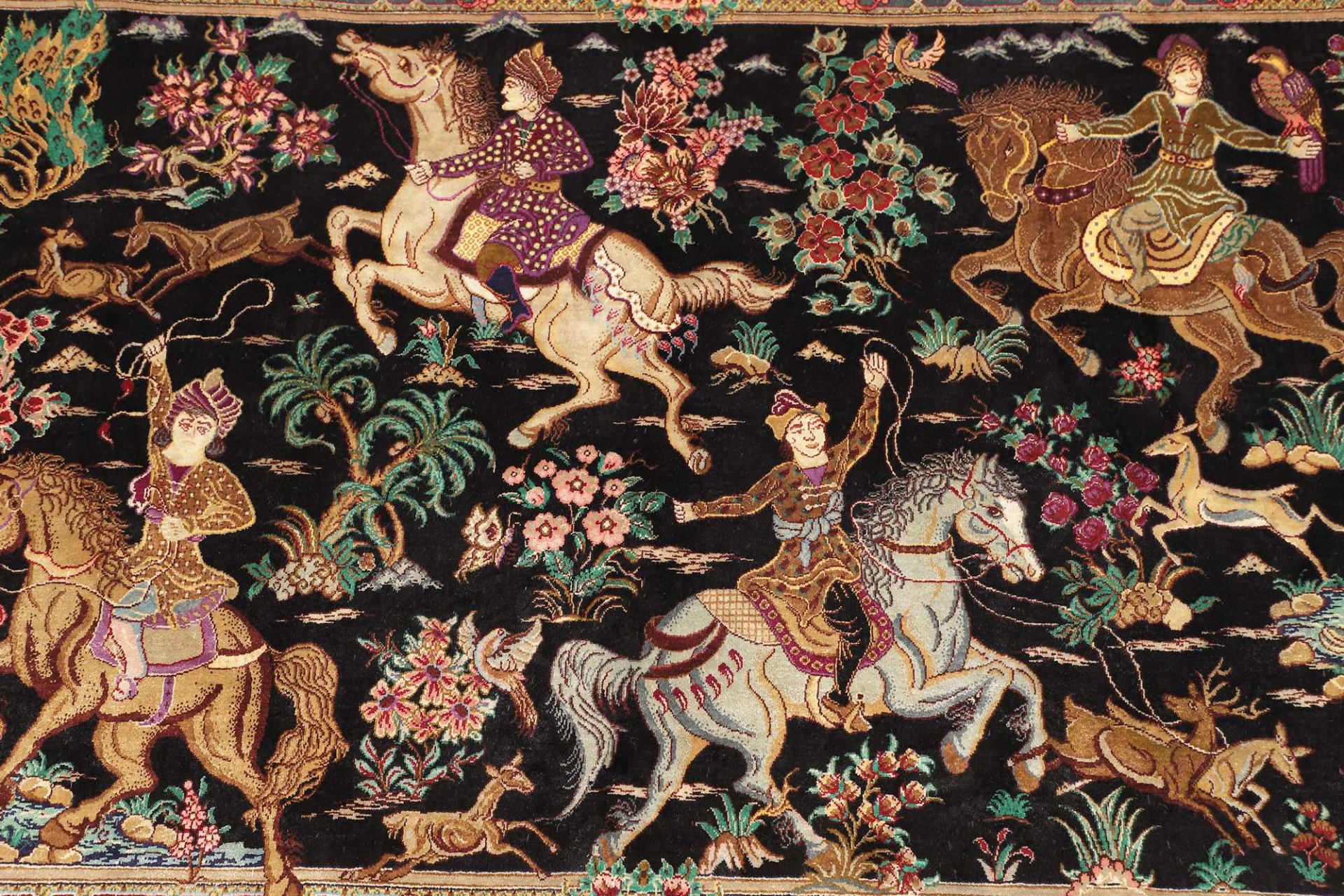 Ghom Perserteppich 81 × 114 cm aus Seide, handgeknüpft