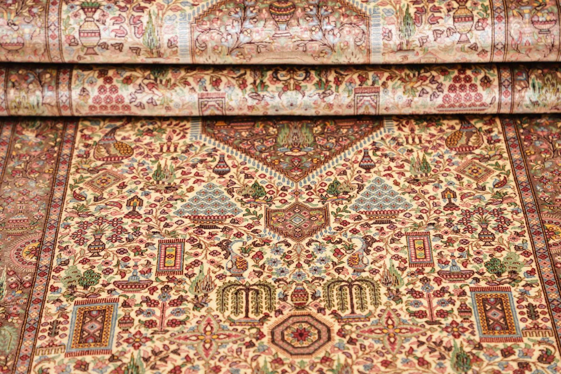 Handgeknüpfter Ghom Perserteppich, 71 × 297 cm, Seide