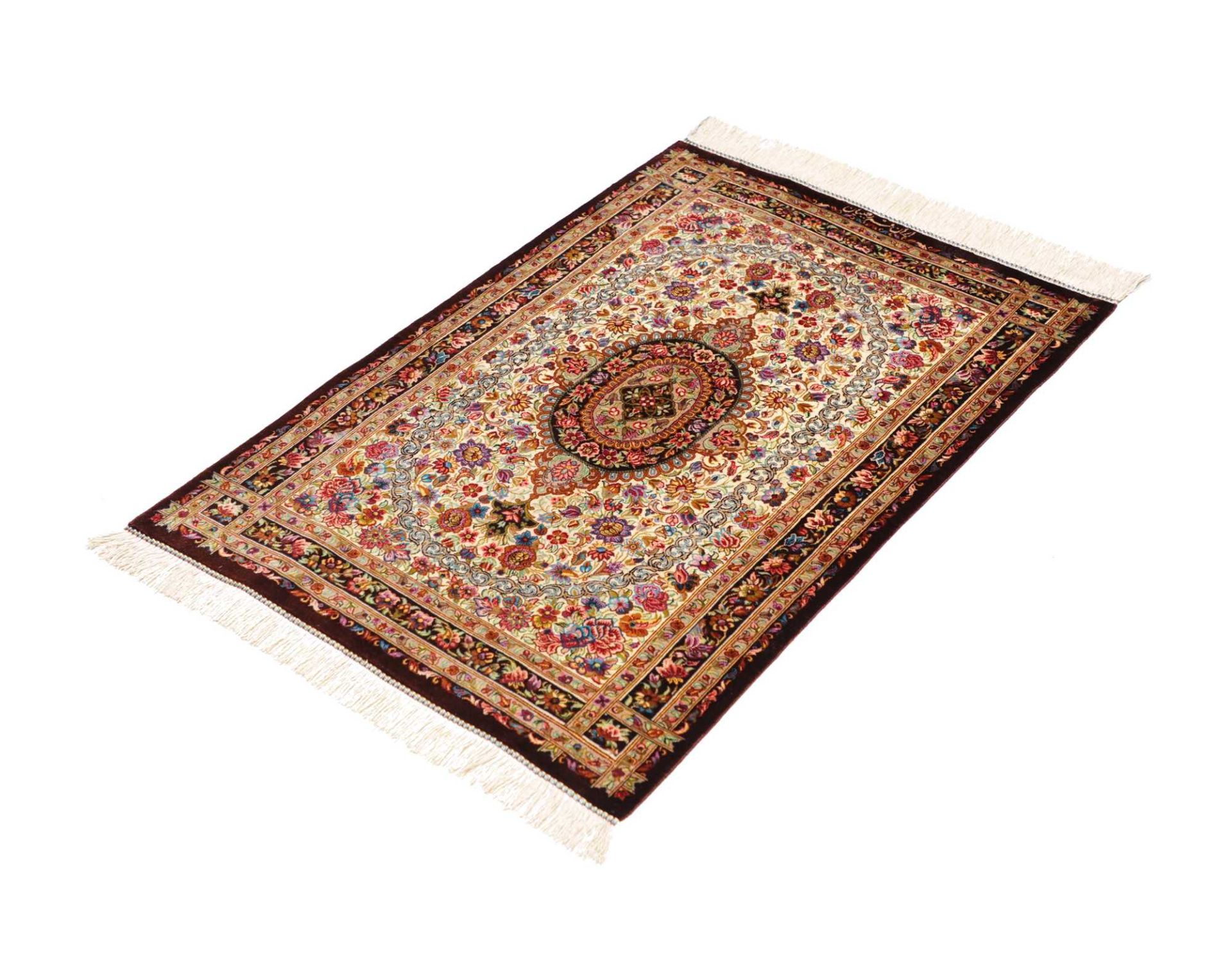 Ghom Perserteppich aus Iran, 62 × 89 cm