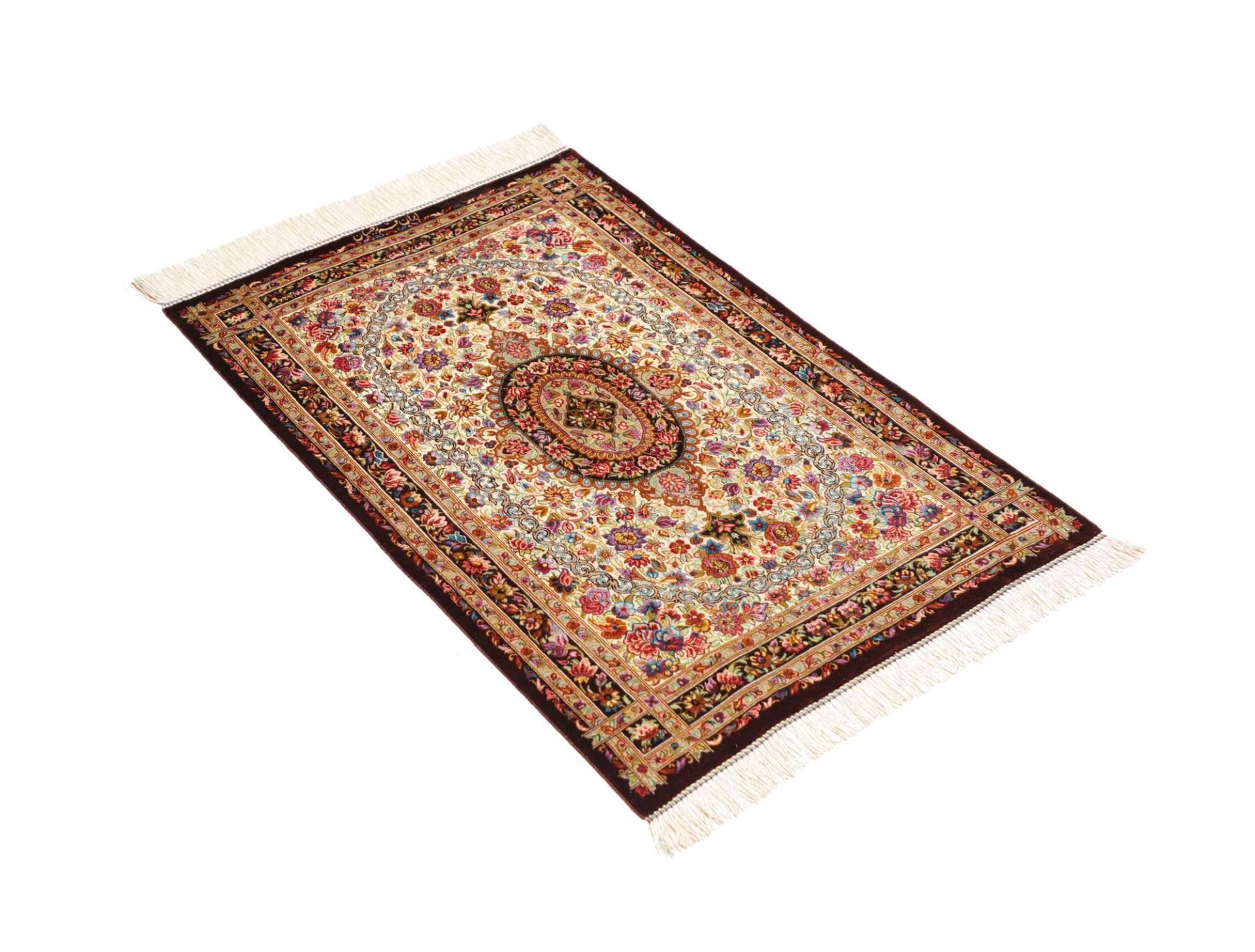 Ghom Perserteppich aus Iran, 62 × 89 cm