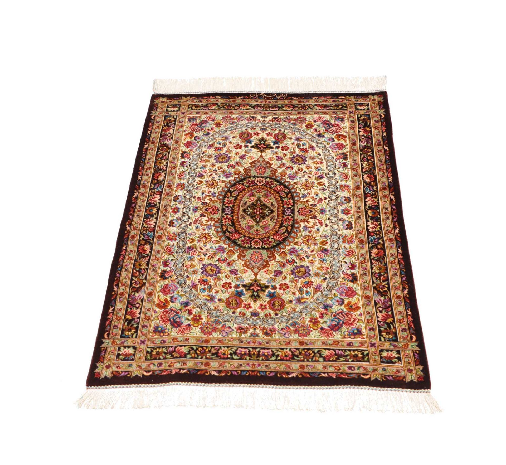 Ghom Perserteppich aus Iran, 62 × 89 cm